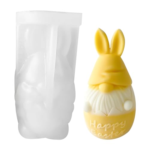 Silikonform Ostern, 3D Hase Ei Zwerge Silikonformen Gießformen, Ostern Wichtel Kerzeform Seifenform Epoxidharz Formen Hase Silikonform Für Sojawachs Kerzen, Seife, Gips, Ostergeschenke (A) von Skeadex