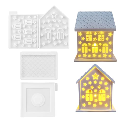 Silikonformen Gießformen Häuser, 3D Silikonform Haus Silikon Gießform kerzenhalter Gießform Häuser Gips Zum Gießen für Silikonformen Haus Giessformen Silikon Gips Gießformen für Handwerk (A) von Skeadex