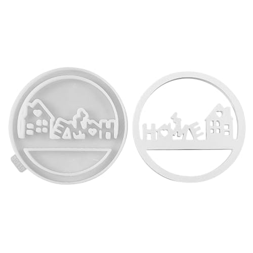 Silikonformen Gießformen Häuser Kerzenformen, Silikonform Haus mit Fenster und Englisches Alphabet HOME, Häuser Gießform für Sojawachs Kerzen Seife Gips Handwerk (B) von Skeadex