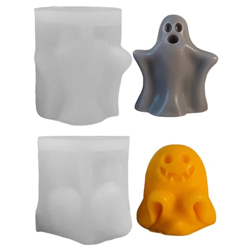 Silikonformen Gießformen Halloween, 2er Silikonform Geister Gießform Geist Gießformen Silikon Halloween Kerzenform zum Gießen Geister Giessformen Silikon Halloween für DIY Kerzen Gips von Skeadex