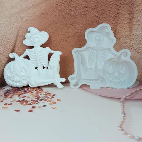 Silikonformen Gießformen Halloween, 3D Silikonform Skeleton mit Kürbis Gießformen Silikon Halloween Gips Zum Gießen Giessformen Silikon Skeleton Silikonform Herbst Silikonformen Halloween von Skeadex