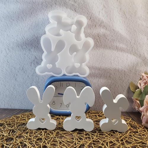 Silikonformen Gießformen Ostern, 3 Stück Silikonform Ostern Silikonform Hase Gips Zum Gießen Ostern Silikonformen Hase Gießform Ostern Kaninchen Giessform Silikon Ostern für DIY Handwerk (03) von Skeadex