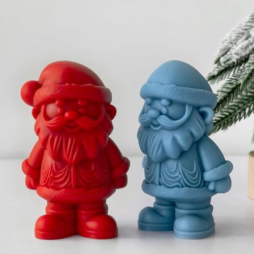 Silikonformen Gießformen Weihnachten, 1er 3D Weihnachtsmann Silikonform Weihnachten Kerzen Formen Silikon Wichtel Gießformen Silikon Weihnachten Kerzenformen zum Gießen Weihnachtsmann (A) von Skeadex