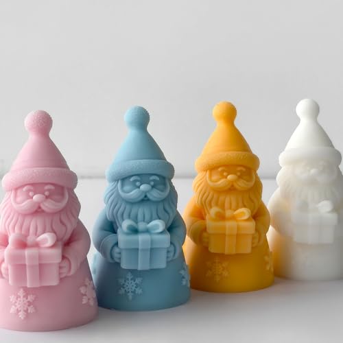 Silikonformen Gießformen Weihnachten, 1er Weihnachtsmann Kerzen Formen Silikon Silikonform Weihnachten Gießformen Silikon Weihnachten Kerzenformen zum Gießen Wichtel mit Geschenkbox (A) von Skeadex