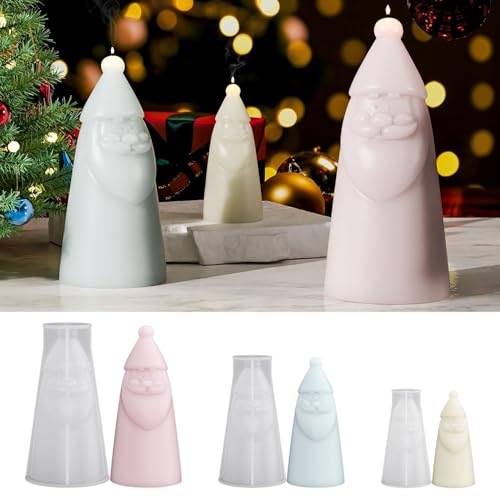 Silikonformen Gießformen Weihnachten, 3 Stück 3D Kerzen Formen Silikon Weihnachtsmann Silikonform Weihnachten Kerzenformen zum Gießen Weihnachtsmann Gießformen Silikon Weihnachten (A) von Skeadex