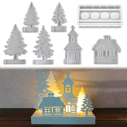 Silikonformen Gießformen Weihnachten, 7 Stück 3D Silikonform Häuser & Weihnachtsbaum Gießform Kerzenhalter Gießformen Silikon Weihnachten Gips Zum Gießen Giessformen Silikon Häuser Baum Silikonformen Gießformen Weihnachten, 7 Stück 3D Silikonform Häuser & Weihnachtsbaum Gießform Kerzenhalter Gießformen Silikon Weihnachten Gips Zum Gießen Giessformen Silikon Häuser Baum von Skeadex