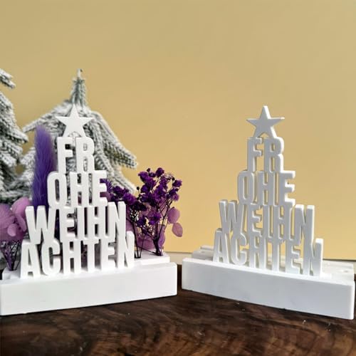 Silikonformen Gießformen Weihnachten, Silikonform Weihnachten Silikonform Buchstabe WEIHNACHTEN Weihnachtsbaum Gießformen Silikon Weihnachten Gießform Stern KerzenhalterGipsformen zum Gießen (A) von Skeadex
