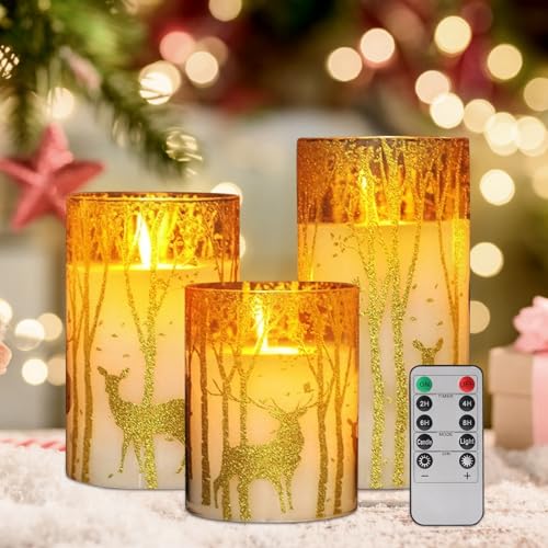 Skeadex 3 Stück LED Kerzen Flammenlose, Gold Elch LED Kerzen Outdoor, Led Kerzen mit Timer und Fernbedienung, LED Kerzen Flackernde Flamme für Garten Hochzeit Weihnachten Halloween Party Dekoration Skeadex 3 Stück LED Kerzen Flammenlose, Gold Elch LED Kerzen Outdoor, Led Kerzen mit Timer und Fernbedienung, LED Kerzen Flackernde Flamme für Garten Hochzeit Weihnachten Halloween Party Dekoration von Skeadex