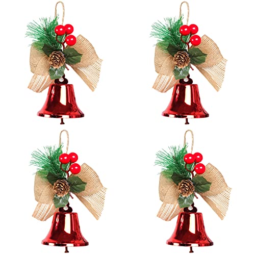 Skeadex 4 Stück Weihnachtsglocken Weihnachtsdeko Weihnachtsbaum Deko Weihnachtsmann Rot Gold Glöckchen Hängende Glocken Weihnachten Baumschmuck Weihnachten Weihnachtsglocke Weihnachtsbaumschmuck von Skeadex