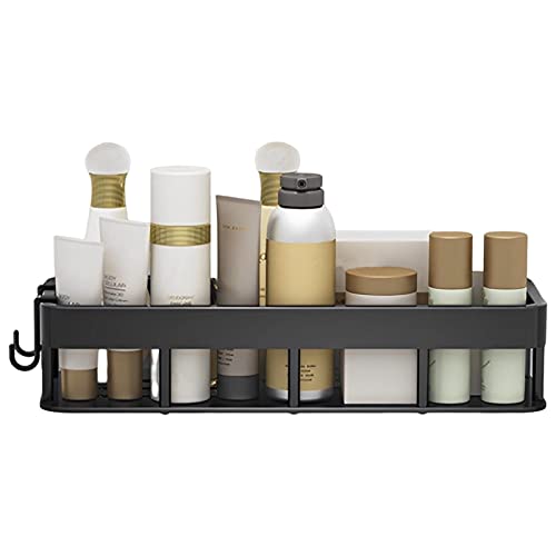 Skeadex Duschablage ohne Bohren Duschablage Duschregal ohne Bohren Badregal ohne Bohren Duschkorb ohne Bohren mit 2 Klebeflächen und 2 Haken Shampoo Halterung Shower Shelf (Schwarz) von Skeadex