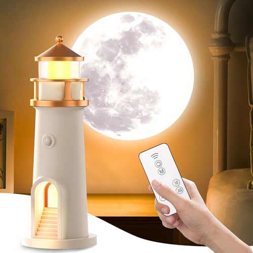 Skeadex Leuchtturm Deko,LED Leuchtturm Lampe,USB-Aufladung Mondlicht Projektor Lampe,LED Deko Lampe Mond, Leuchtfeuer mit Fernbedienung/Bluetooth,Leuchtturm Geschenk Nachtlicht Kinder für Schlafzi (B) Skeadex Leuchtturm Deko,LED Leuchtturm Lampe,USB-Aufladung Mondlicht Projektor Lampe,LED Deko Lampe Mond, Leuchtfeuer mit Fernbedienung/Bluetooth,Leuchtturm Geschenk Nachtlicht Kinder für Schlafzi (B) von Skeadex