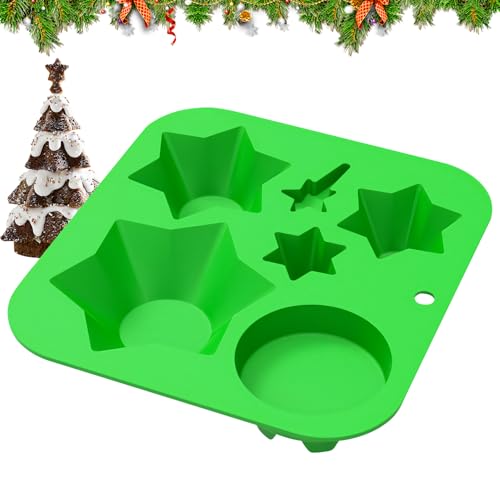 Skeadex Silikon Backform Weihnachten,3D Weihnachtsbaum Backformen Weihnachten,Weihnachtsbackformen Baumkuchen Form Backform Silikon Tannenbaum für DIY Cookie Schokolade Backform (D) von Skeadex
