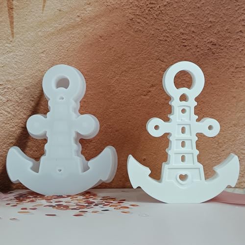 Skeadex Silikonformen Gießformen Anker, 3D Anker Silikonform Leuchtturm Gips zum Gießen Maritim Gießformen Silikon Anker Kerzenformen zum Gießen Leuchtturm Silikon Gießform Sommer für DIY (A) von Skeadex