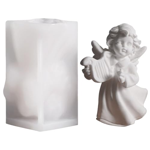 Skeadex Silikonformen Gießformen Engel, 3D Silikonform Engel mit Herz Gießformen Silikon Weihnachten Gips zum Gießen Giessformen Silikon Enge-l Silikonformen Gießform-en Weihnachten für DIY (A) von Skeadex