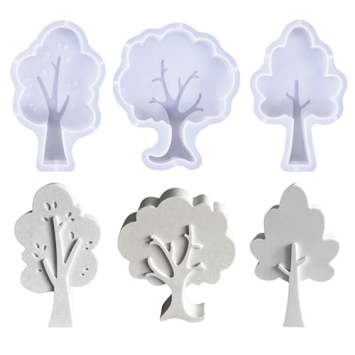 Skeadex Silikonformen Gießformen Frühling, 3er Silikonform Baum Kerzenformen zum Gießen Silikonformen Baum Gießformen Silikon Frühling Silikonform Weihnachten Gießform Sommer für DIY Gips Kerzen von Skeadex