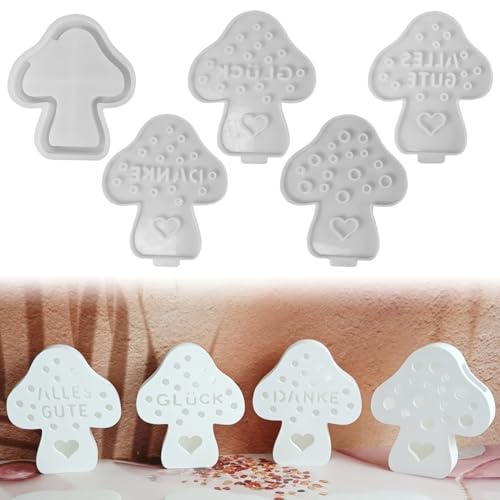 Skeadex Silikonformen Gießformen Frühling,4 Stück Silikonform Pilz Gießform Pilze Gips zum Gießen Pilze Gießformen Silikon Frühling Kerzenformen zum Gießen Silikonform Sommer Frühling für Geschenk (B) von Skeadex