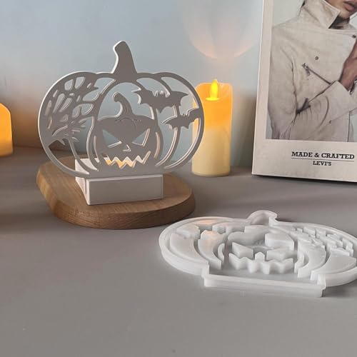 Skeadex Silikonformen Gießformen Halloween, 2er Kürbis Silikonform Kerzenhalter mit Schläger Gießformen Silikon Halloween Silikonform Herbst Gips Zum Gießen Kürbis Gießform Kerzenhalter von Skeadex