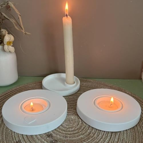 Skeadex Silikonformen Gießformen Kerzenhalter, 3er Silikonform Kerzenhalter mit Herz Gießform Kerzen-halter Gipsformen zum Gießen Teelichthalter Giessformen Silikon Weihnachten für DIY von Skeadex