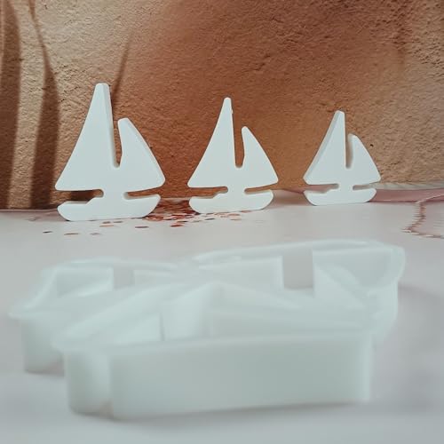 Skeadex Silikonformen Gießformen Segelboot,3 Stück Silikonform Segelboot mit Anker Gießform Segelboot Gießformen Silikon Sommer Gips zum Gießen Silikonform Maritim Giessform Schiff für Gips Kerzen (B) von Skeadex