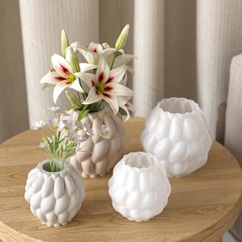 Skeadex Silikonformen Gießformen Vase, 2er 3D Silikonform Vase Gießformen Silikon Sommer Gips zum Gießen Vase Gießform Blumentopf Silikonformen Vase für DIY Gips Kerzen von Skeadex