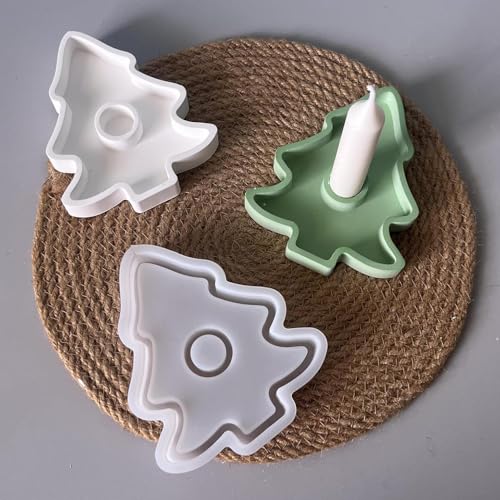 Skeadex Silikonformen Gießformen Weihnachten, 1er Silikonform Weihnachtsbaum Gießform Kerzenhalter Silikonform Weihnachten Gips zum Gießen Tannenbaum Gießformen Silikon Weihnachten Baum (A) von Skeadex