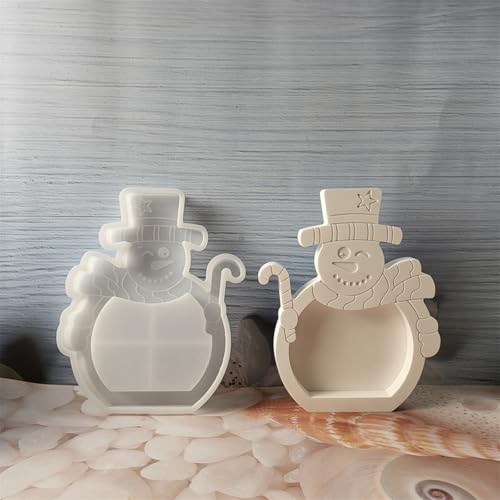 Skeadex Silikonformen Gießformen Weihnachten, 3D Silikonform Schneemann Tablett Gips zum Gießen Gieformen Silikon Weihnachten Giessformen Silikon Schneemann Gieform Weihnachten für DIY (A) von Skeadex