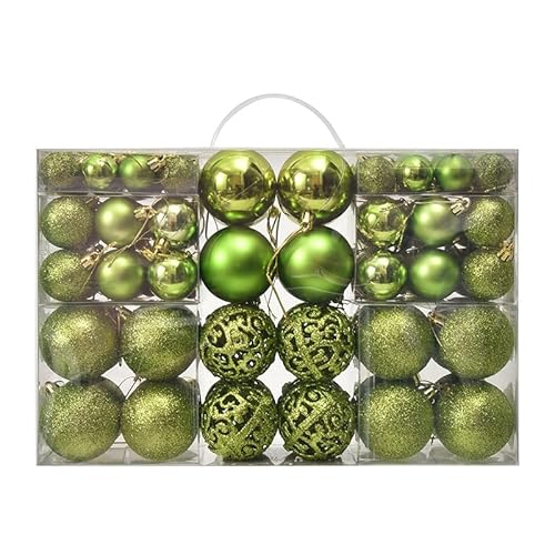 Skeadex Weihnachtsbaum Schmuck,100er Plastik Weihnachtskugeln Kunststoff Weihnachtskugeln Weiß Weihnachtsbaumkugeln mit Aufhängen Christbaumkugeln Christbaumschmuck Set 3-6CM (Grün) von Skeadex