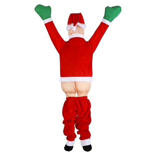 Skeadex Weihnachtsdeko Hängend, 170cm Kletternder Weihnachtsmann mit Hosen Große Hängende Plüsch Santa Claus Weihnachtsdeko Aussen für Dach Wand Auto Tür Innen Deko (170cm) von Skeadex