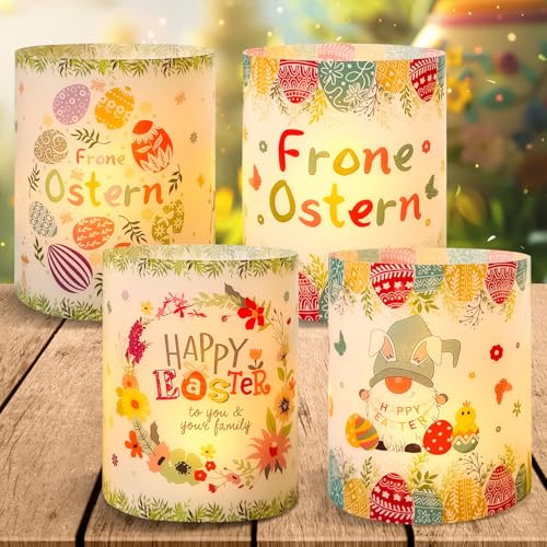 Skeadex Windlicht Tischdeko Ostern Deko, 12 Stück Osterdeko Teelichter Lichthülle, Modern Ostern Dekoration, Teelichthalter Ostern Windlichter Set für Teelichter und Kerzen Dekorationen Skeadex Windlicht Tischdeko Ostern Deko, 12 Stück Osterdeko Teelichter Lichthülle, Modern Ostern Dekoration, Teelichthalter Ostern Windlichter Set für Teelichter und Kerzen Dekorationen von Skeadex