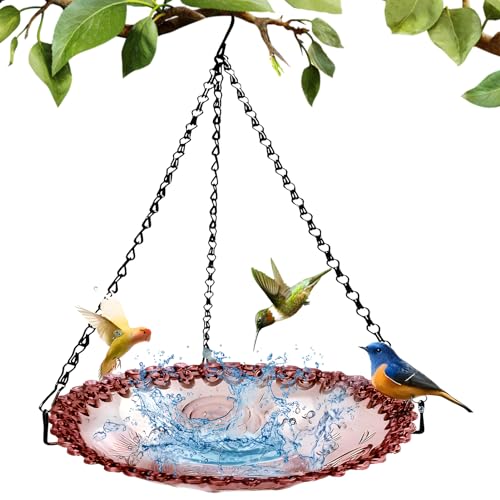 Vogeltränke Hängend, 2-in-1-Vogeltränke und Vogelfutterspender, Vogeltränke Winterfest, ∅ 23.5 Vogelbad Zur Ganzjährigen, Vogelfutterstation für Wildvögel im Garten (Rot) von Skeadex