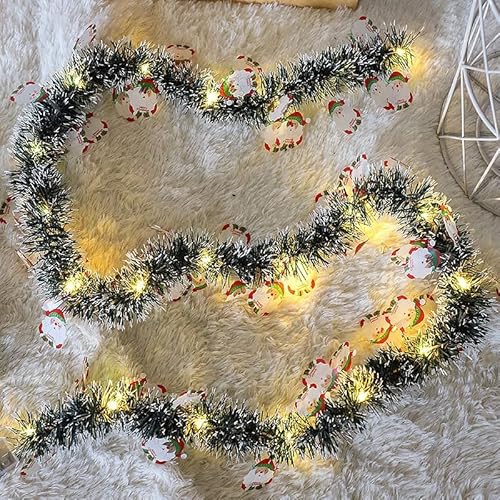 Weihnachtsgirlande mit Beleuchtung,10M 100 LED Girlande Weihnachten Beleuchtet wasserdichte Weihnachtsdeko Girlande Batteriebe Tannengirlande Künstlich für Weihnachtsbaum Treppe Innen (Grün, 10m) von Skeadex
