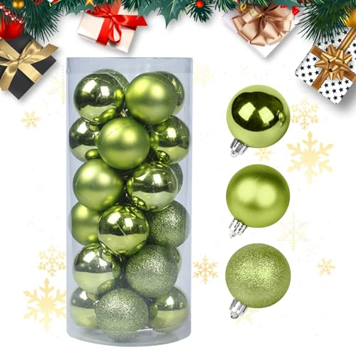 Weihnachtskugeln Kunststoff Weihnachtsdeko 24 Stück Weihnachtskugeln Set Christbaumschmuck 6cm Christbaumkugeln Weihnachtsdeko Weihnachtsbaum Kugeln Weihnachtsbaumkugeln Weihnachtsbaum (Grün) von Skeadex