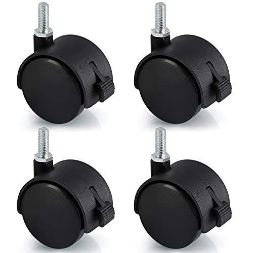 Skelang 4 Stück Lenkrollen mit Schaft 8 mm x 20 mm, 50 mm Rad aus Nylon mit Bremse, Nylonrolle mit Verriegelung, Tragkraft 20 kg pro Rolle, 4 Stück von Skelang