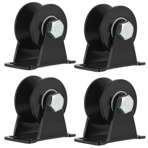 Skelang 4 Stück Rollen für Schiebetore, 49 mm Rad mit V-Nut, robuste Rollen für V-Schiene bis 90 Grad, Rolltor, Schiene für Industriemaschinen, schwarz Skelang 4 Stück Rollen für Schiebetore, 49 mm Rad mit V-Nut, robuste Rollen für V-Schiene bis 90 Grad, Rolltor, Schiene für Industriemaschinen, schwarz von Skelang