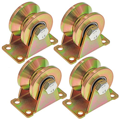 Skelang 5,1 cm V-Nut-Rad, Schiebetorrollen, robuste starre Rolle für umgekehrte V-Schiene, Rolltore, industrielle Maschinenschienen, Gesamtbelastbarkeit 1134 kg, 4 Stück von Skelang