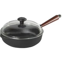 Skeppshult Traditional Servierpfanne 25 cm mit Glasdeckel - Gusseisen mit Buchenholzgriff von Skeppshult