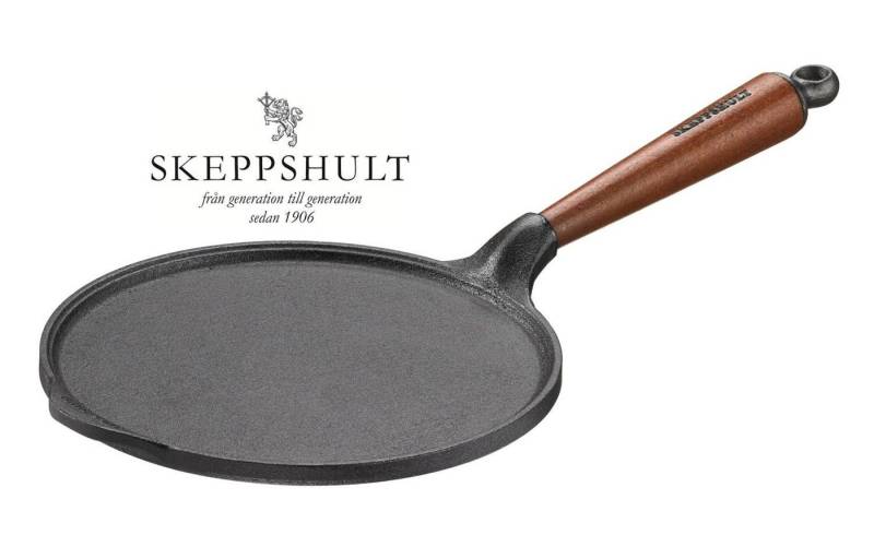 Skeppshult Bratpfanne Skeppshult Gusseisen Crepe Pfanne Ø 23 cm mit Walnussholzgriff von Skeppshult