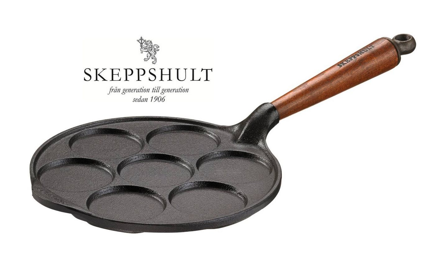 Skeppshult Bratpfanne Skeppshult Gusseisen Pancake Pfanne Ø 23 cm mit Walnussholzgriff von Skeppshult