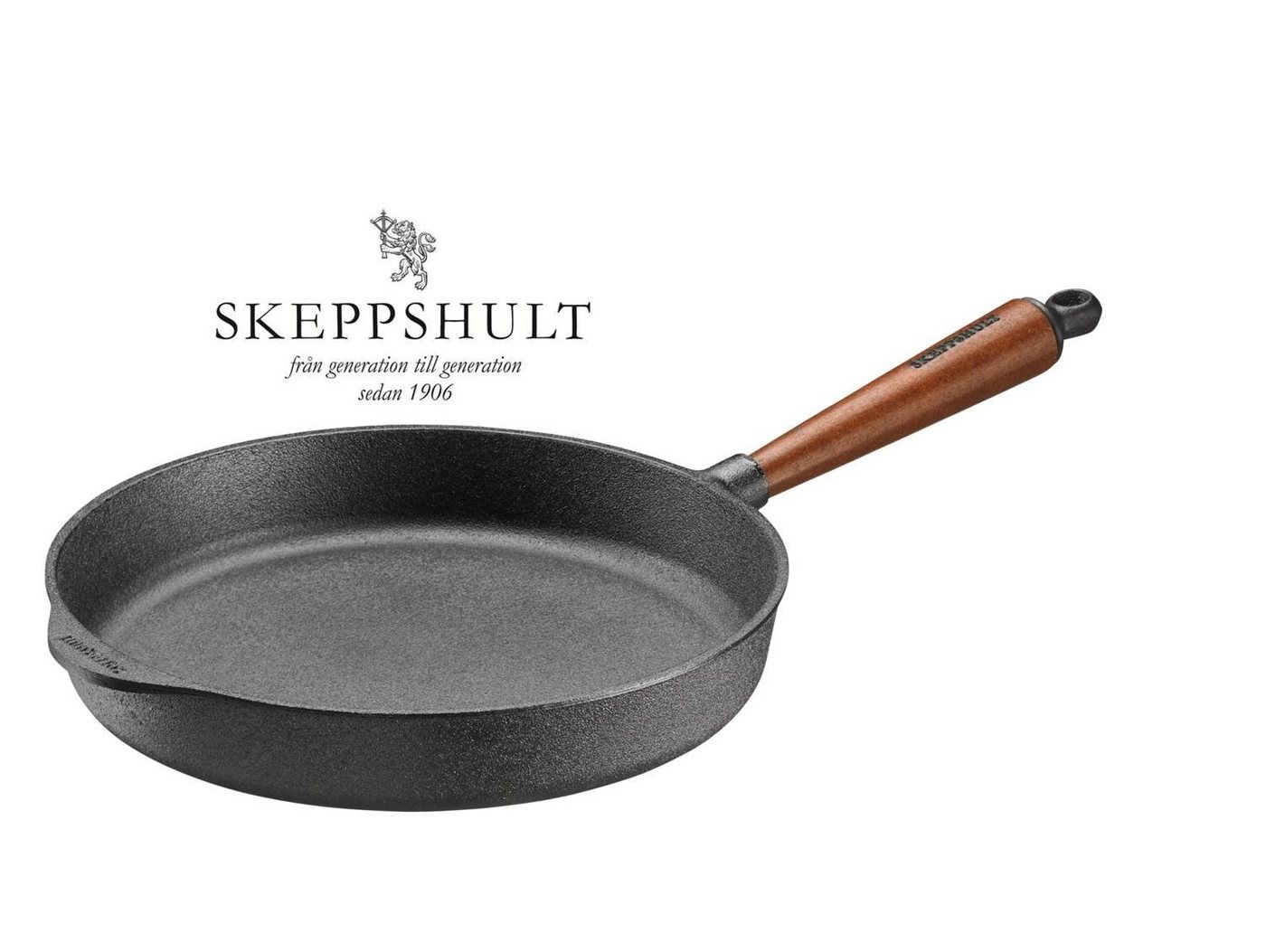 Skeppshult Bratpfanne Skeppshult Gusseisen Servierpfanne Ø 28 cm, H. 5,5 cm mit Walnussgriff von Skeppshult