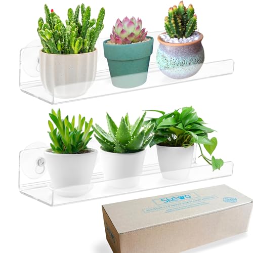 Skewo 2-Pack 30CM-Fenster-Pflanzenregale - Acryl-Saugnapf-Schwellerweiterung für Sukkulenten, Kräuter-Pflanzgefäße, Micro Greens, Badezimmer-Organizer, Display-Ständer & Kosmetik-Aufbewahrung Skewo 2-Pack 30CM-Fenster-Pflanzenregale - Acryl-Saugnapf-Schwellerweiterung für Sukkulenten, Kräuter-Pflanzgefäße, Micro Greens, Badezimmer-Organizer, Display-Ständer & Kosmetik-Aufbewahrung von Skewo