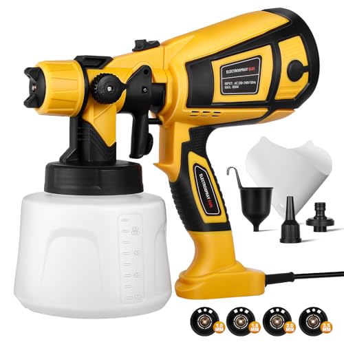 Farbsprühsystem 850W, Elektrische HVLP Farbspritzpistole mit 1400ml Behälter, P1 4 Düsen, 3 Sprühmuster und einstellbarem Farbfluss, für Wände, Zäune, Möbel, Decken und Heimwerkerprojekte von Skibiles