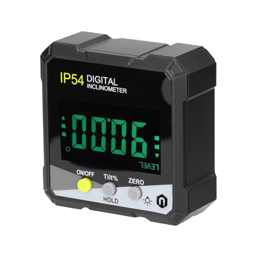 IP54 4 x 90 ¡ã Tragbarer digitaler Neigungsmesser, LCD-Hintergrundbeleuchtung, digitaler Winkelmesser, Neigungsmesser, digitales Winkellineal, wiederverwendbar, einfach zu bedienen (gelb) von Skiitches