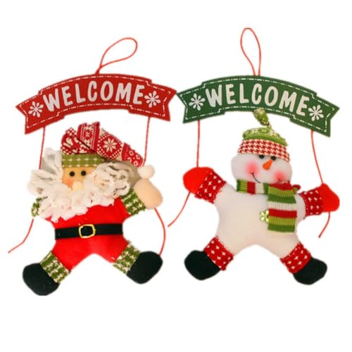 Skiitches 2 Stück Weihnachten Namensschild Tür hängende Kleiderbügel zum Dekorieren wie abgebildet Tuch Willkommen Türschild Winterkranz von Skiitches