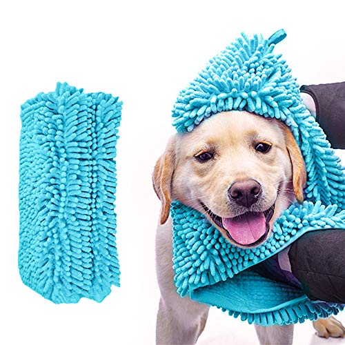 Skingwa Handtuch zur Reinigung, multifunktionales Handtuch für Hunde, Duschtuch, ultra saugfähig, Mikrofaser-Chenille, Hunde-Bad, Trocken-Handtuch für die Fellpflege, 35 x 80 cm (blau) von Skingwa