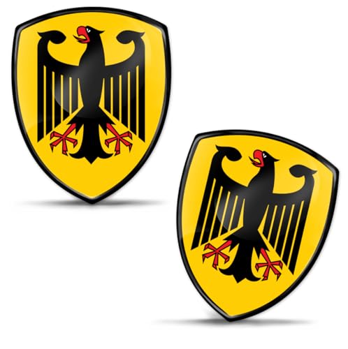 SkinoEu 2 x 3D Gel Doming Silikon Aufkleber Stilisierter heraldischer Adler-Insignien, Mittelalterlich-gotisch Stickers, Fantasy Vogel Symbol, Vintage dekorative Kunst Schwarz Gelb F 171 von SkinoEu
