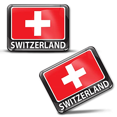 SkinoEu® 2 x 3D Aufkleber Switzerland Schweiz Flagge CH Fahne F 180 von SkinoEu