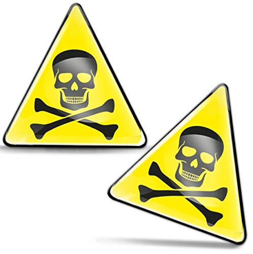 SkinoEu® 2 x Aufkleber 3D Gel Silikon Achtung Warnung Warning Sticker Hinweis Hochspannung Strom Warnschilder Gefahrenzone Alarmanlage Warnschild Biohazardaufkleber KS 122 von SkinoEu