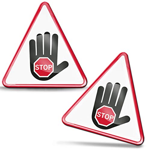 SkinoEu® 2 x Aufkleber 3D Gel Silikon Achtung Warnung Hinweis Strom Warnschilder Warning Sticker Gefahrenzone Hör auf Hand Alarmanlage Warnschild Hochspannung Biohazardaufkleber KS 129 von SkinoEu