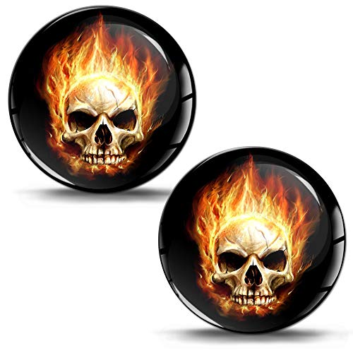 SkinoEu® 2 x Aufkleber 3D Gel Silikon Stickers Skull Totenkopf Mit Flammen Feuer Schädel Auto Moto Motorrad Fahrrad Skate Fenster Tür PC Tablet Laptop Tuning KS 3 von SkinoEu