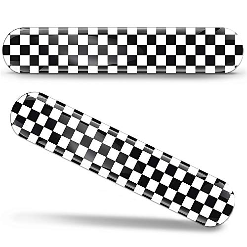 SkinoEu® 2 x Aufkleber 3D Gel Silikon Stickers Zielflagge Flagge Motorcycle Racing Rallye Weiß Schwarz Auto Moto Motorrad Fahrrad Skate Fenster Tür PC Tablet Laptop KS 99 von SkinoEu